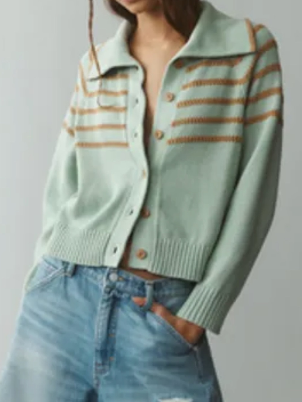 THE GREAT The Scholar Cardigan with Crochet Stripes - NWOT - Picture 9 of 11